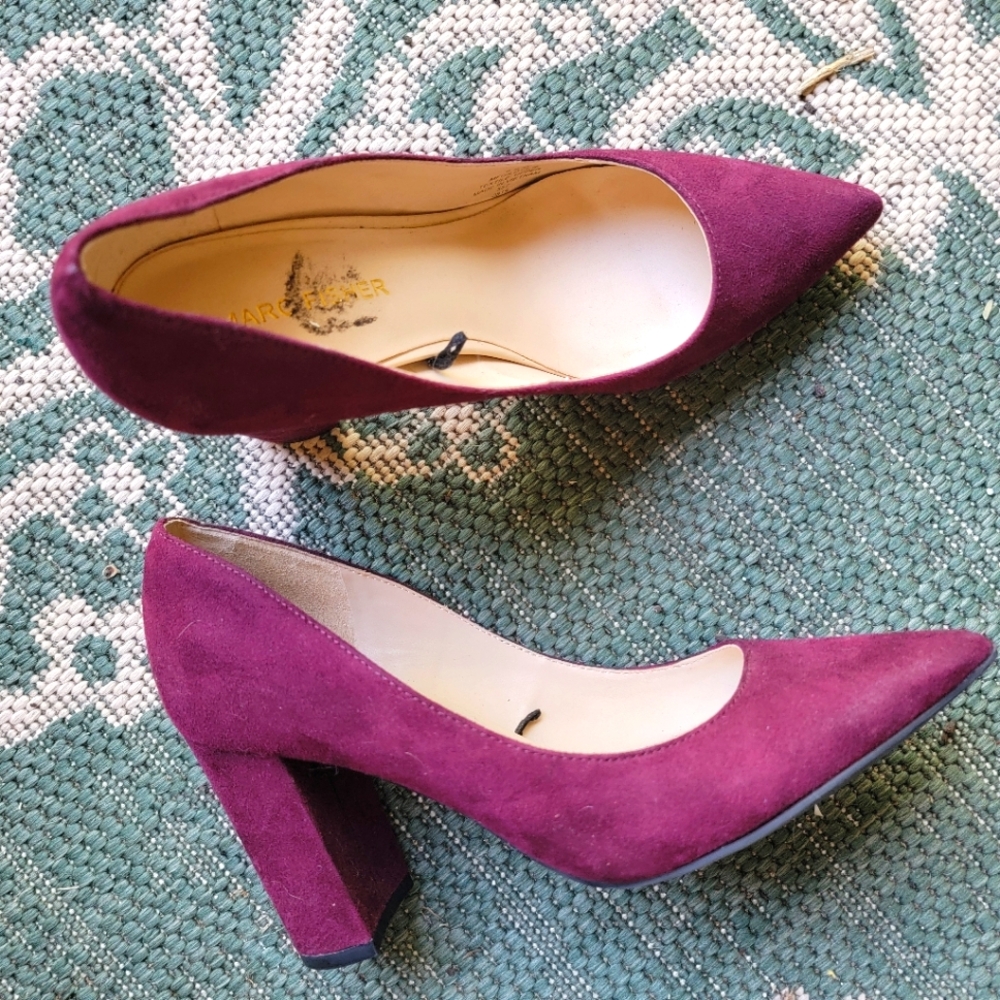 Marc Fisher Burgundy Zala Block Heel Pumps Size 6.5 Womens